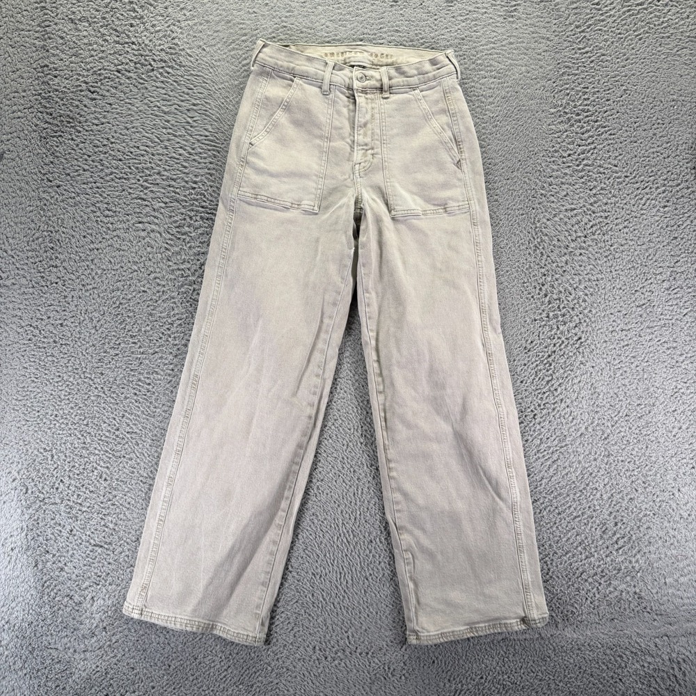 American Eagle Outfitters Jeans Women's 4 Gray Denim Wide-Leg Skater Stretch